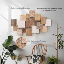 Japandi Wood Wall Decor Hanging Carved Home Bamboo Wall Art for Living Room - thumbnail 8