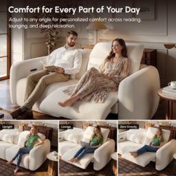 227cm 2-Seater Chenille Zero Gravity Power Reclining Sofa with Pillows - thumbnail 6