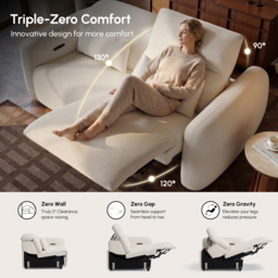 227cm 2-Seater Chenille Zero Gravity Power Reclining Sofa with Pillows - thumbnail 5
