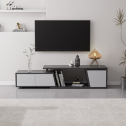 Storage Modern Grey Wood TV Stand Extendable 1200mm-1800mm Floor-standing TV Unit with 3 Drawers - thumbnail 5
