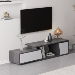Storage Modern Grey Wood TV Stand Extendable 1200mm-1800mm Floor-standing TV Unit with 3 Drawers - thumbnail 3