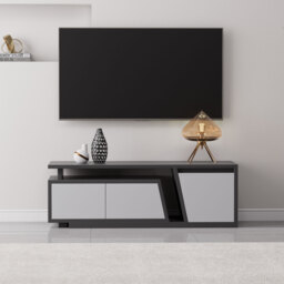 Storage Modern Grey Wood TV Stand Extendable 1200 mm - 1800 mm Floor-standing TV Unit with 3 Drawers