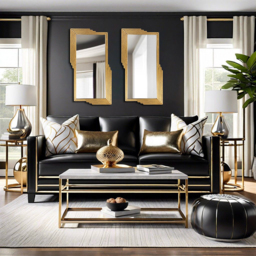 Modern Gold Metal Geometric Wall Decorative Mirror Entrance Rectangular Dressing Mirror - thumbnail 2