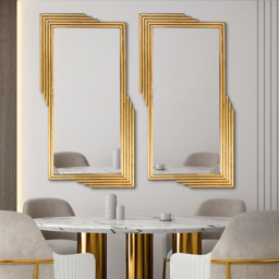 Modern Gold Metal Geometric Wall Decorative Mirror Entrance Rectangular Dressing Mirror - thumbnail 8