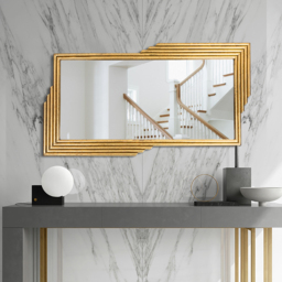 Modern Gold Metal Geometric Wall Decorative Mirror Entrance Rectangular Dressing Mirror - thumbnail 5