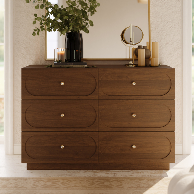 1200 mm Modern Natural 6-Drawer Dresser with Charging Station - image 1
