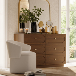1200 mm Modern Natural 6-Drawer Dresser with Charging Station - thumbnail 5