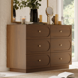 1200 mm Modern Natural 6-Drawer Dresser with Charging Station - thumbnail 2