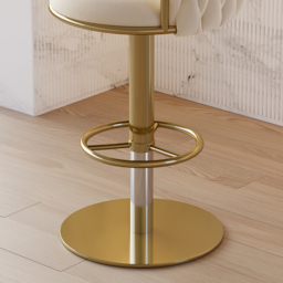 Sweave Off White Swivel Bar Stools Velvet Curved Back Adjustable Height Set of 8 - thumbnail 6