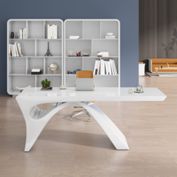 Executive Office Desk with Design Pedestal Base White Office Furniture Rectangular (1400mm) - thumbnail 2