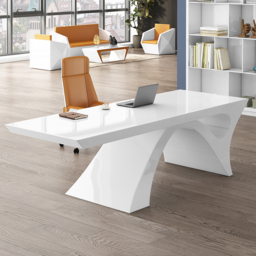 Executive Office Desk with Design Pedestal Base White Office Furniture Rectangular (1400mm) - thumbnail 3