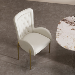 Oakic White PU Leather Upholstered Dining Chair Modern Tufted Wingback Chair 2-Pieces - thumbnail 2