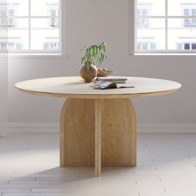 "59.1"" Round Dining Table Solid Wood for 8 Modern Natural Dining Room Table" - image 1