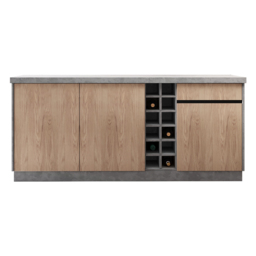 1830mm Japandi Kitchen lsland  Grey & 2 Counter Stools Set Wooden Storage Cabinet - thumbnail 7
