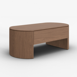 Walnut Oval Lift Top Mid-Century Modern Coffee Table - thumbnail 6