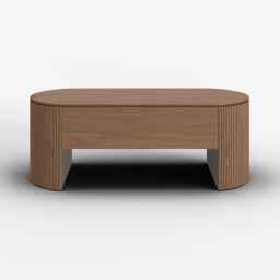 Walnut Oval Lift Top Mid-Century Modern Coffee Table - thumbnail 7