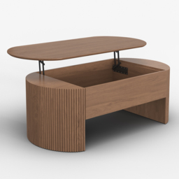 Walnut Oval Lift Top Mid-Century Modern Coffee Table - thumbnail 5