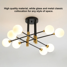 Modern White Glass 8-Light Semi-Flush Mount Chandelier - thumbnail 4