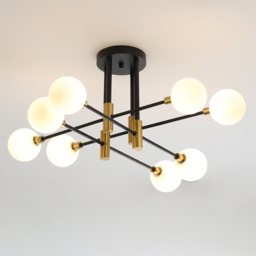 Modern White Glass 8-Light Semi-Flush Mount Chandelier - thumbnail 5