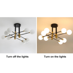 Modern White Glass 8-Light Semi-Flush Mount Chandelier - thumbnail 3