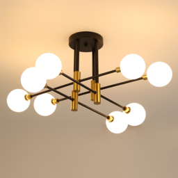 Modern White Glass 8-Light Semi-Flush Mount Chandelier - thumbnail 6