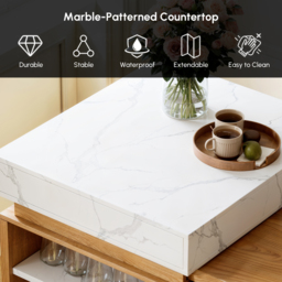 1850mm-2350mm Extendable White&Natural Kitchen Island with Storage Kitchen Cabinet - thumbnail 7