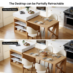 1850mm-2350mm Extendable White&Natural Kitchen Island with Storage Kitchen Cabinet - thumbnail 9