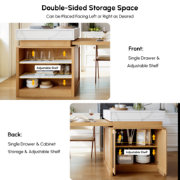 1850mm-2350mm Extendable White&Natural Kitchen Island with Storage Kitchen Cabinet - thumbnail 8