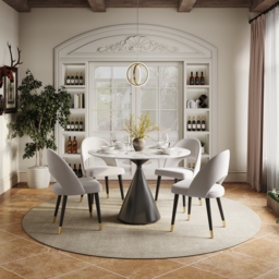 1000mm Sintered Stone Round Dining Table with Brushed Black Base Seats 2-4 People - thumbnail 4
