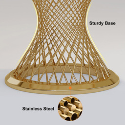 "Modern 51"" Round Dining Table Faux Marble Tabletop & Golden Stainless Steel Pedestal" - thumbnail 8