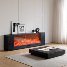 "71"" Sintered Stone Electric Fireplace TV Stand & Coffee Table Set" - thumbnail 1
