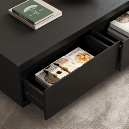 1200mm Mid Century Modern Black Coffee Table Rectangular Block Living Room Table with Storage - thumbnail 6