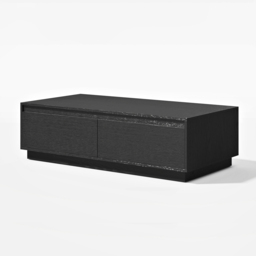 1200mm Mid Century Modern Black Coffee Table Rectangular Block Living Room Table with Storage - thumbnail 9