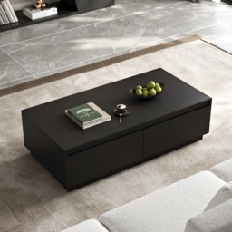 1200mm Mid Century Modern Black Coffee Table Rectangular Block Living Room Table with Storage