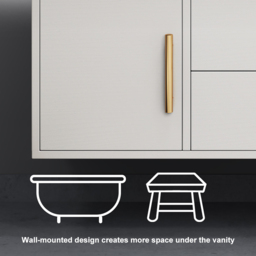 Modern 100 cm White Floating Bathroom Vanity Set Stone Top Wall Mounted Bathroom Cabinet - thumbnail 8