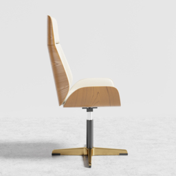 Leather Office Desk Chair High Back Adjustable Swivel Executive Chair in Beige & Gold Modern Home Office Chair - thumbnail 7