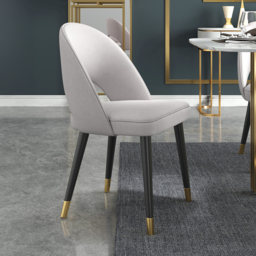 Modern Upholstered Light Gray Dining Chair Velvet Side Chairs Open Back 8-Pieces - thumbnail 1
