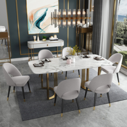 Modern Upholstered Light Gray Dining Chair Velvet Side Chairs Open Back 8-Pieces - thumbnail 8
