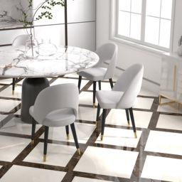 Modern Upholstered Light Gray Dining Chair Velvet Side Chairs Open Back 8-Pieces - thumbnail 2
