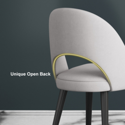 Modern Upholstered Light Gray Dining Chair Velvet Side Chairs Open Back 8-Pieces - thumbnail 5