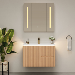 "Modern 32"" Floating Bathroom Vanity with Sink, LED Light, Ample Storage"