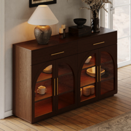 160 cm Arune Modern Sideboard Wooden Buffet with Storage & Light - thumbnail 2