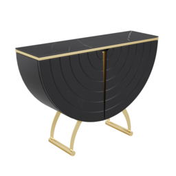 Modern Gold Console Table Sintered Stone Top Entryway Storage Cabinet with Doors - thumbnail 6