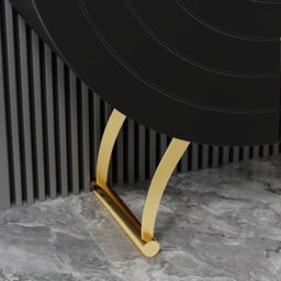 Modern Gold Console Table Sintered Stone Top Entryway Storage Cabinet with Doors - thumbnail 5