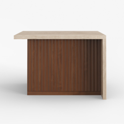 127 cm Large Walnut Kitchen Island with Storage Kitchen Cabinet Marble Veneered Top - thumbnail 9