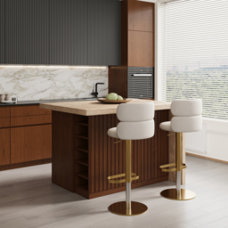 127 cm Large Walnut Kitchen Island with Storage Kitchen Cabinet Marble Veneered Top - thumbnail 3