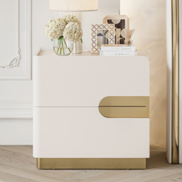 50 cm Smart 2-Drawer Bedside Table with Sintered Stone Top & Charging Station, Set of 2 - thumbnail 2