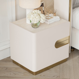 50 cm Smart 2-Drawer Bedside Table with Sintered Stone Top & Charging Station, Set of 2 - thumbnail 4