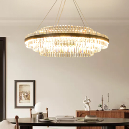 Fixedo Modern Tiered Crystal LED Chandelier in Black Light - thumbnail 7