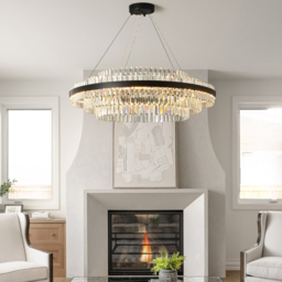 Fixedo Modern Tiered Crystal LED Chandelier in Black Light - thumbnail 4